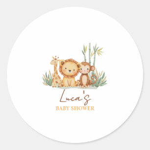 Kleines Safari-Abenteuer Baby Shower Aufkleber