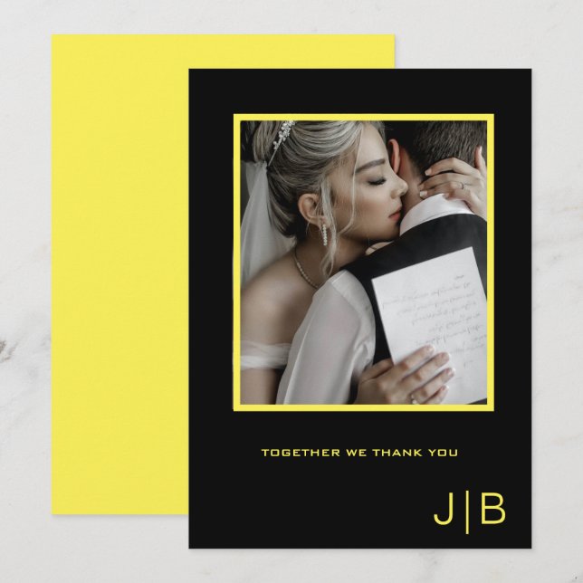 Kleines, schwarz-gelbes Foto Dankeskarte (Vorne/Hinten)