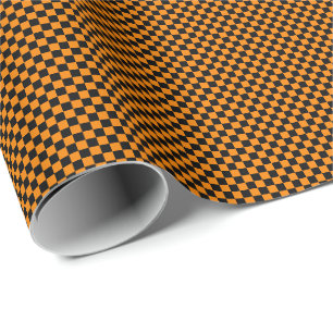 Kleines Schwarz-Orange-Karo-Schleifpapier Geschenkpapier
