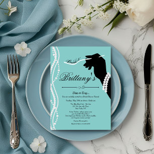Kleines Schwarzes Brautkleid Blau Glam Brautparty Einladung