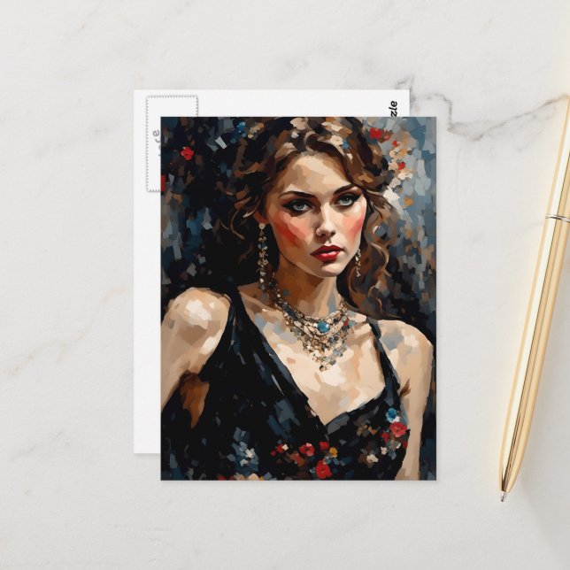 Kleines schwarzes Kleid Postkarte (Vorderseite/Rückseite Beispiel)