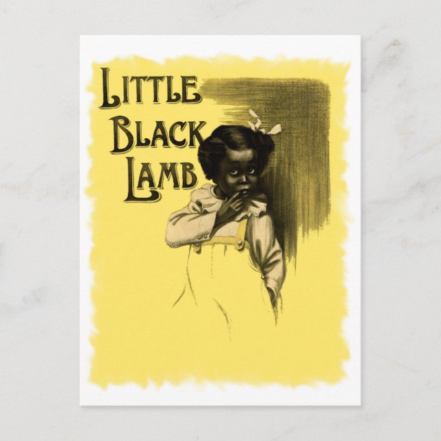 Kleines schwarzes Lamm Vintag Black Americana Postkarte (Vorderseite)