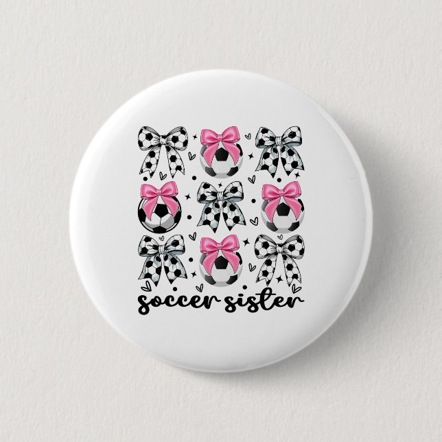 Kleines Schwesterchen Charmeur Fußball Schleife Sü Button (Vorderseite)
