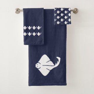Kleines Segelboot Badezimmer Ozean Blau & Weiß Badhandtuch Set