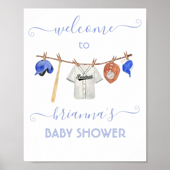 Kleines Slugger Baby Dusche Baseball Begrüßungszei Poster (Vorne)
