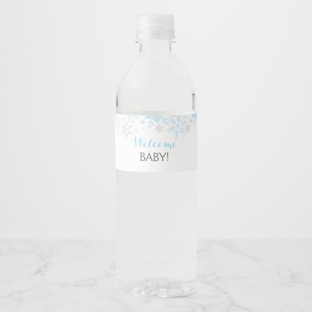 Kleines Snowflake Baby Dusche Wasserflasche Etiket (Vorderseite)