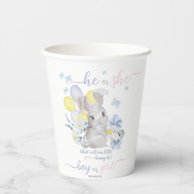 Kleines, sonniges Geschlecht offenbart eine Tasse  Pappbecher (Vorderseite)