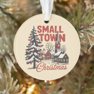 Kleines Stadt Weihnachten Landwirt Familie Retro  Ornament