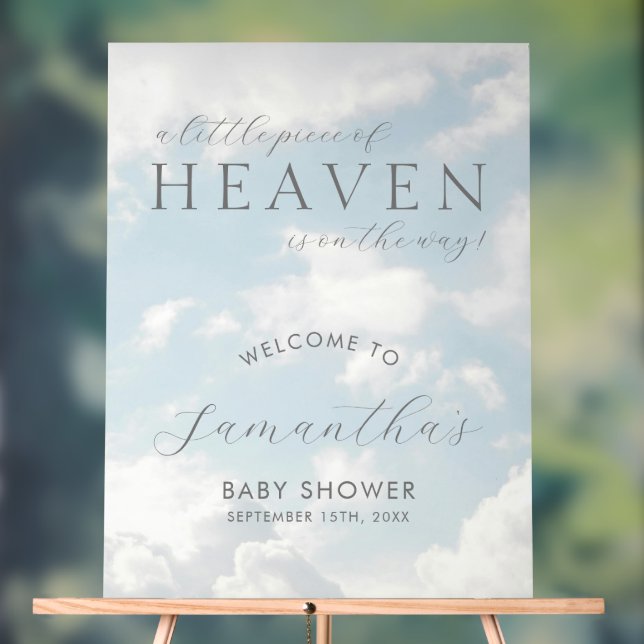 Kleines Stück Heaven Baby Dusche Willkommen Acrylschild (Neutral)