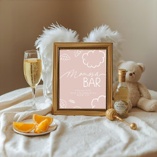 Kleines Stück Himmel Pink Momosa Bar Schild Einladung