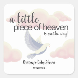 Kleines Stück Himmelwolken-Dove-Baby-Dusche Quadratischer Aufkleber