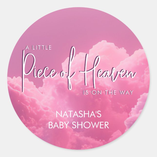 Kleines Stück Himmlische Pink-Babydusche Runder Aufkleber (Vorderseite)
