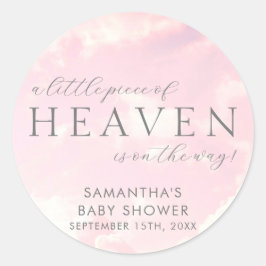 Kleines Stück Himmlische Pink-Babydusche Runder Aufkleber