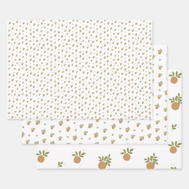 Kleines Süsse Orange Wrapping Paper Sheet Set Geschenkpapier Set (Set)