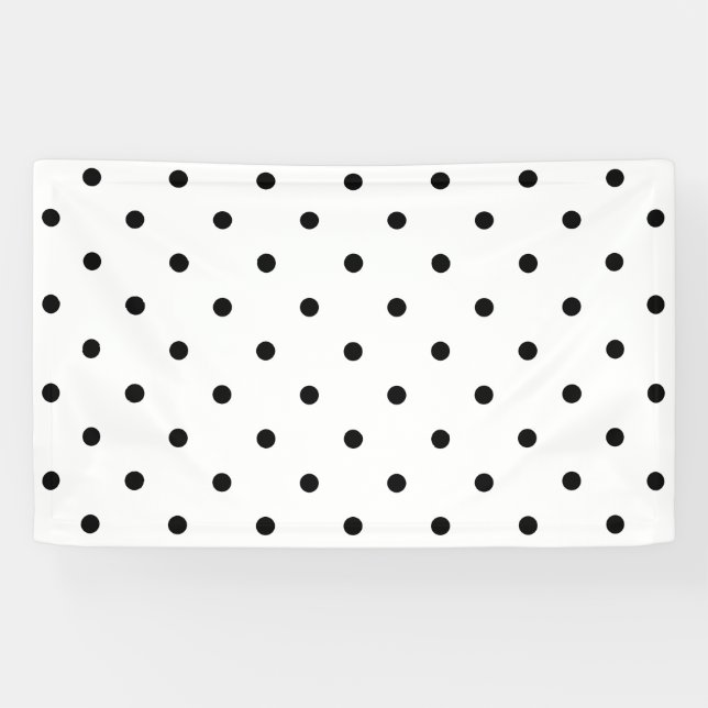 Kleines Tupfen-Muster: Schwarzes u. Weiß Banner (Horizontal)