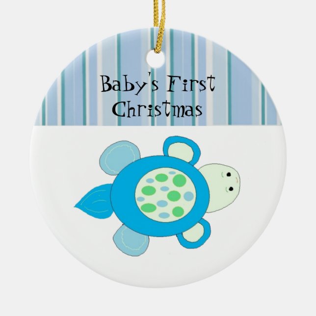 Kleines Turtle Baby's First Christmas Keramikornament (Vorne)