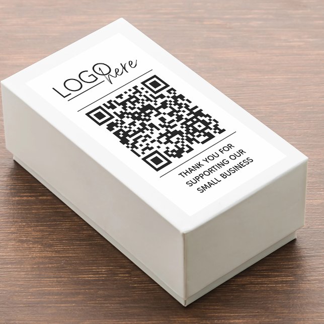 Kleines Unternehmen Ihr Logo QR-Code Danke Rechteckiger Aufkleber (Small Business Your Logo QR Code Thank You Rectangular Sticker)