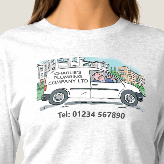 Kleines Unternehmen mit Name auf einem weißen Van T-Shirt (Von Creator hochgeladen)