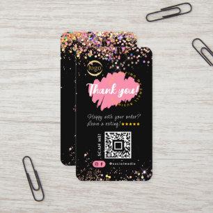 Kleines Unternehmen QR-Code-Logo Danke Glitter Sch Visitenkarte