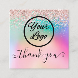 Kleines Unternehmen Vielen Dank Rose Gold Glitzer  Quadratische Visitenkarte