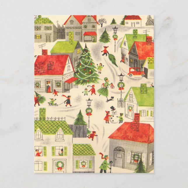 Kleines Weihnachtsdorf Feiertagspostkarte (Vorderseite)
