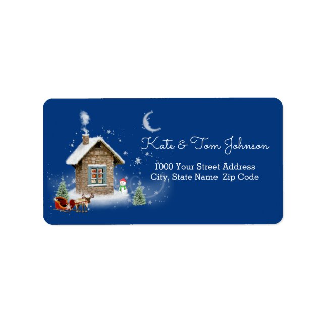 Kleines Weihnachtshaus-Adressetikett Adressaufkleber (Vorne)