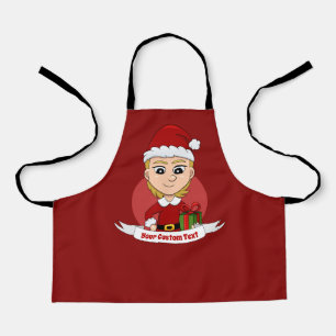 Kleines Weihnachtsmädchen mit Geschenk - Cartoon A Schürze