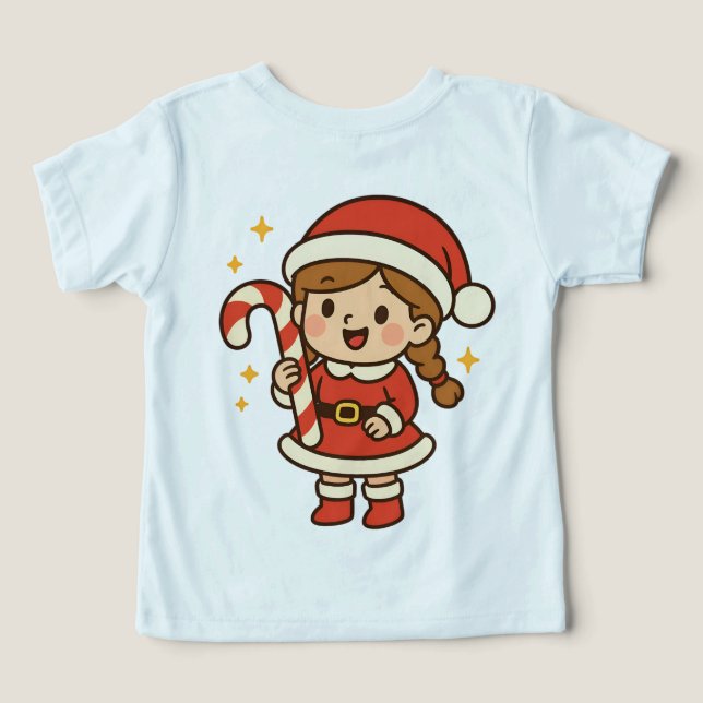 Kleines Weihnachtsmann-Mädchen mit Zuckerstange (Design Rückseite)