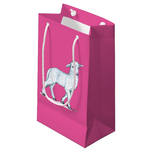 Kleines weißes Lamm Kleine Geschenktüte (Vorderseite Schrägansicht)