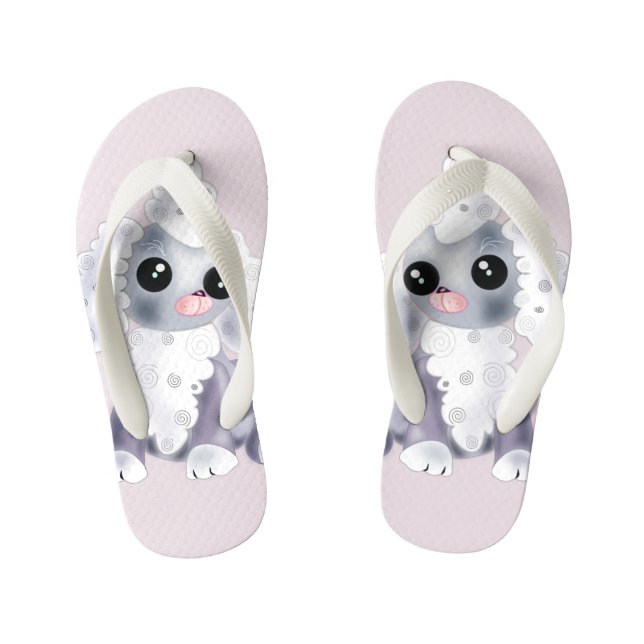Kleines Welpenkid ist pink mit Flip Flops (Fußbett)