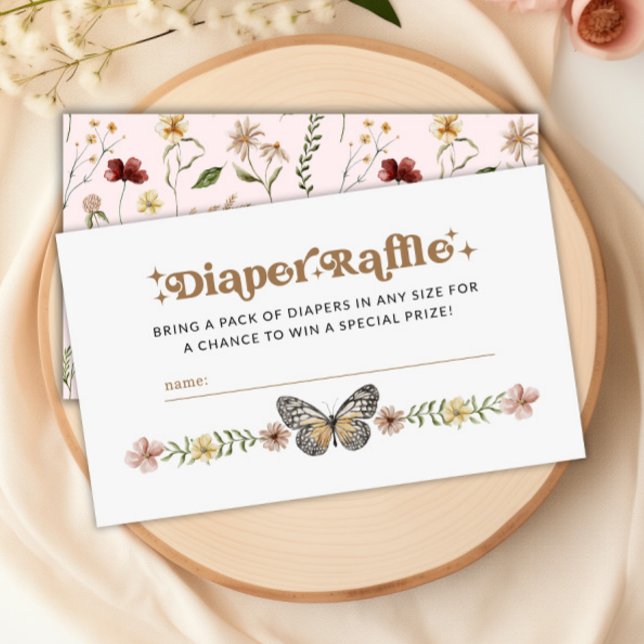 Kleines Wildblume Diaper Raffle Baby Shower Game Begleitkarte (Little Wildflower Diaper Raffle Baby Shower Game Enclosure Card)