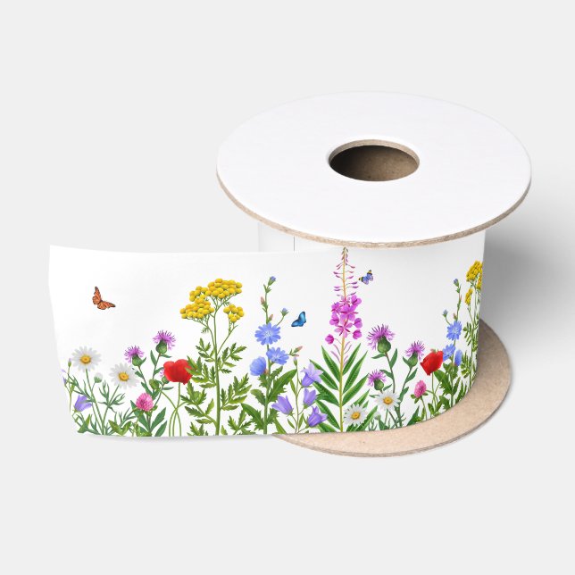 Kleines Wildblume Garden Blumenmuster Geschenk Satinband (Spule)
