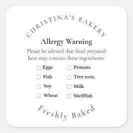Kleingruppen-Allergie-Warnschild Quadratischer Aufkleber