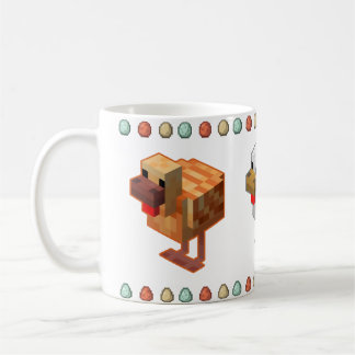 Kleinhähnchen, neue Eier, drei Hühner Kaffeetasse