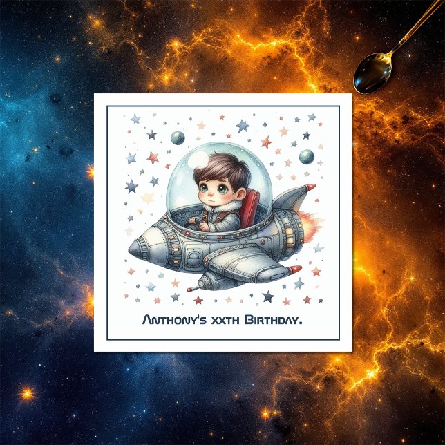 Kleinkind Astronaut Space Thema Geburtstagsparty Serviette (Toddler Astronaut Space themed Birthday Party Napkins)