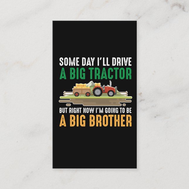 Kleinkind Big Brother Graphic Traktor Sibling Son Visitenkarte (Vorderseite)