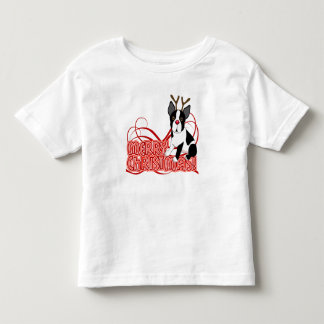 Kleinkind-Boston-Terrier-Weihnachtsrüsche-Shirt Kleinkind T-shirt