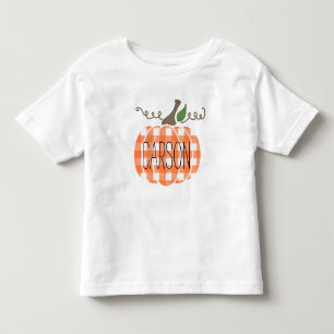 Kleinkind Boy Watercolor Orange Kariert Pumpkin T-shirt