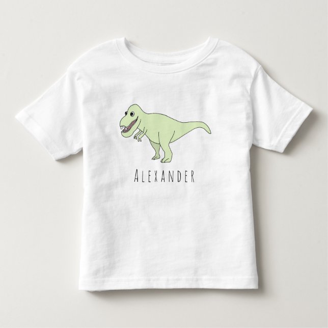 Kleinkind Doodle T-Rex Dinosaurier mit Name T-shirt (Vorderseite)