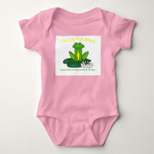 Kleinkind Frosch auf einem Seerosenblatt Rosa Body Baby Strampler