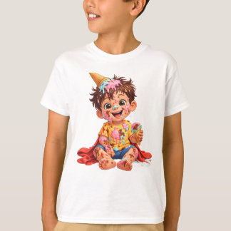 Kleinkind-Geburtstags-T-Shirt mit Messy Ice Cream T-Shirt