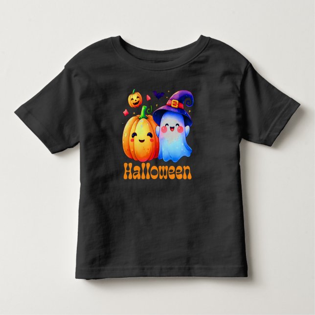 Kleinkind Halloween Pumpkin Bat Ghost Kleinkind T-shirt (Vorderseite)
