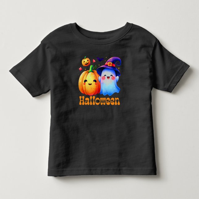 Kleinkind Halloween Pumpkin Bat Ghost T-shirt (Vorderseite)