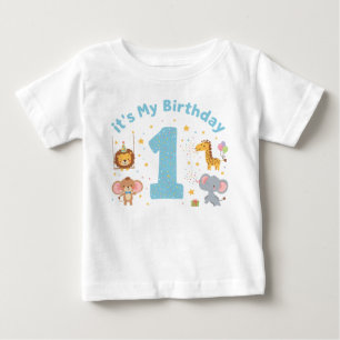 Kleinkind Junge 1. Geburtstag T-Shirt Cartoon Tier