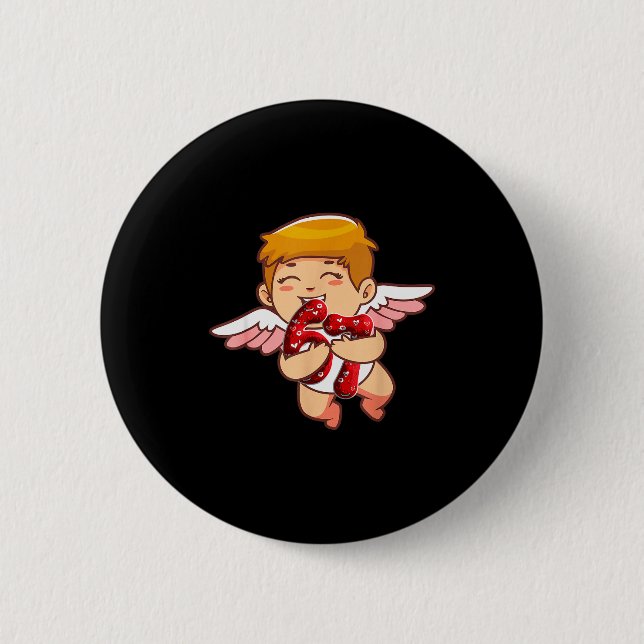 Kleinkind Kinder 6 7 Meme Six Seven Cupid Valentin Button (Vorderseite)