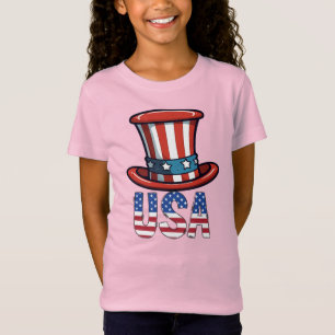 Kleinkind Mädchen Patriotischer USA Stern Schmette T-Shirt