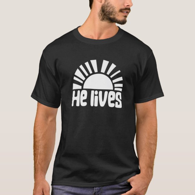 Kleinkind Ostern Er lebt Christliche Familienverhä T-Shirt (Vorderseite)