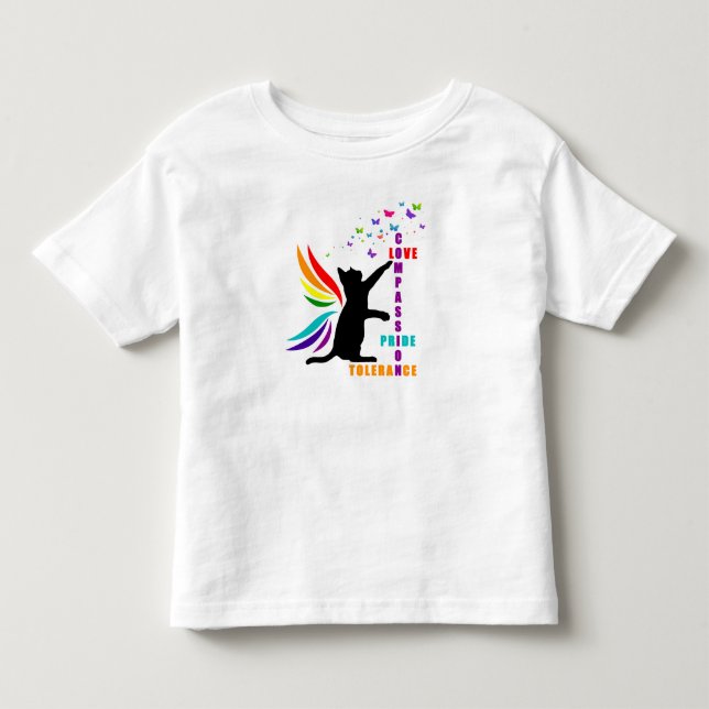 Kleinkind Rainbow Pride Cat and Butterfly Shirt (Vorderseite)