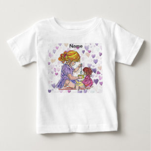 Kleinkind T-Shirt kleines Mädchen und Puppe 