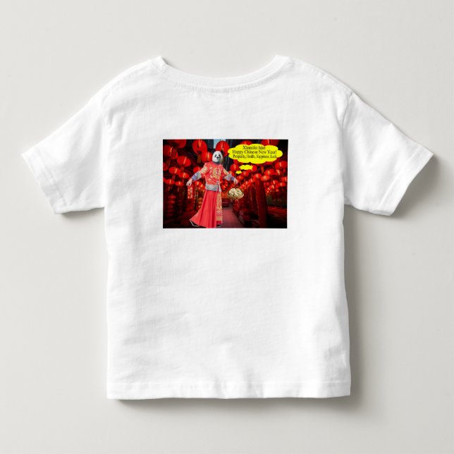 Kleinkind-Tee. Happy Chinese New Year. Panda/man Kleinkind T-shirt (Rückseite)
